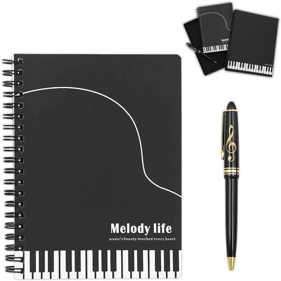 Papier per note A5, musica, ecologico, multicolore, legato con filo, libretto, penna a rullo, multicolore