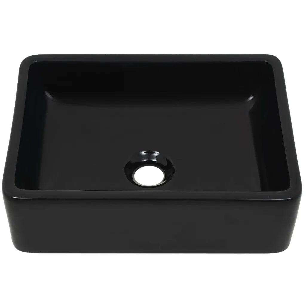 Lavandino Rettangolare in Ceramica Nero 41x30x12 cm 142734