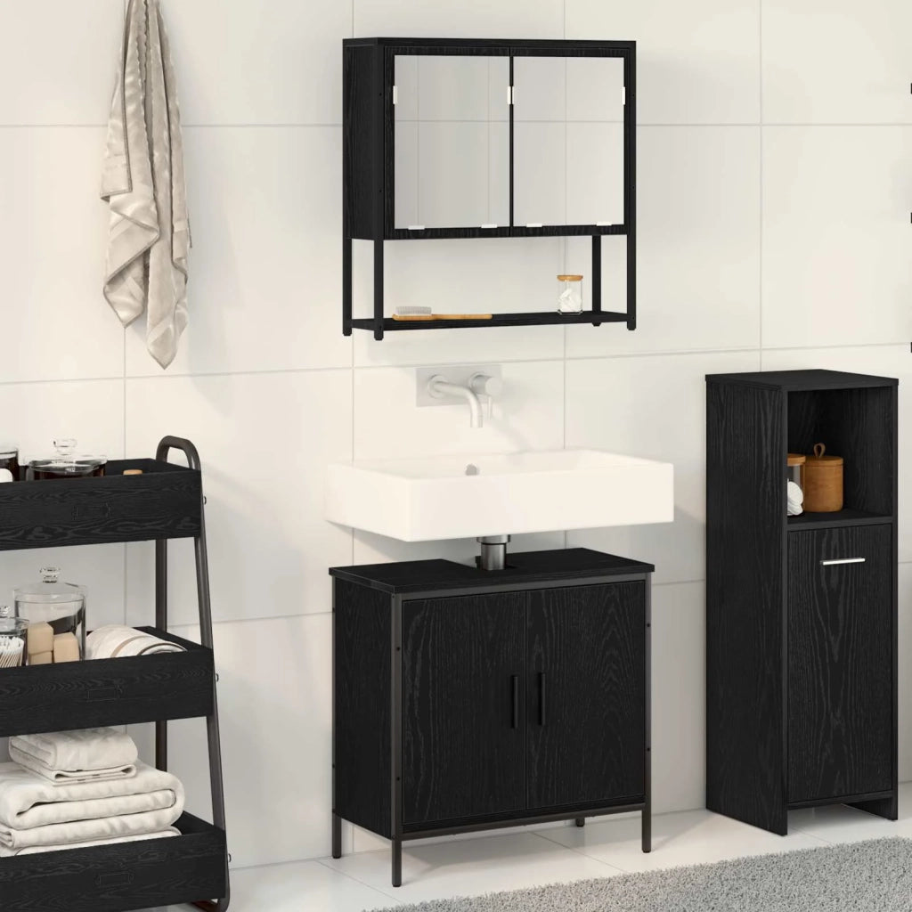 Set di mobili per il bagno 2 pcs Nero Legno multistrato 3334324