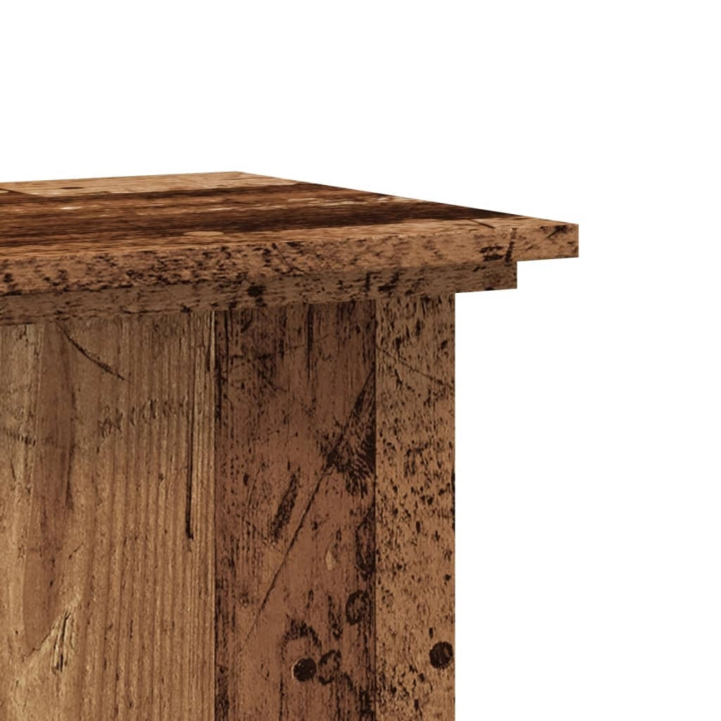 Portavasi mobiletto per fiori legno invecchiato 33 x 33 x 80 cm legno ingegnerizzato marrone 02_0045188