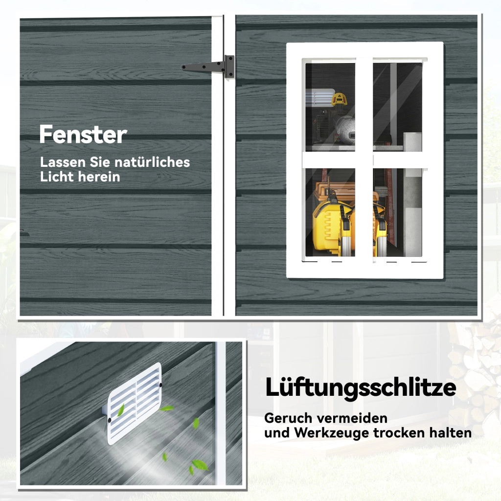 Casetta da giardino 2,89 m2 ¨C Xylo ¨C legno effetto, 3 finestre, 182x182x196 cm