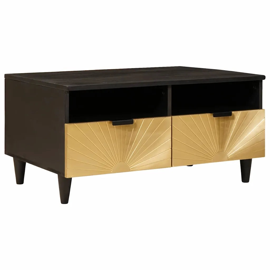 Tavolino da Salotto con Cassetto-Tavolino da soggiorno-Tavolo Nero e Oro 80 x 54 x 40 cm