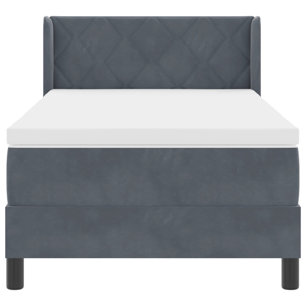 Letto a doghe con materasso Grigio Scuro 90x190 cm Velluto