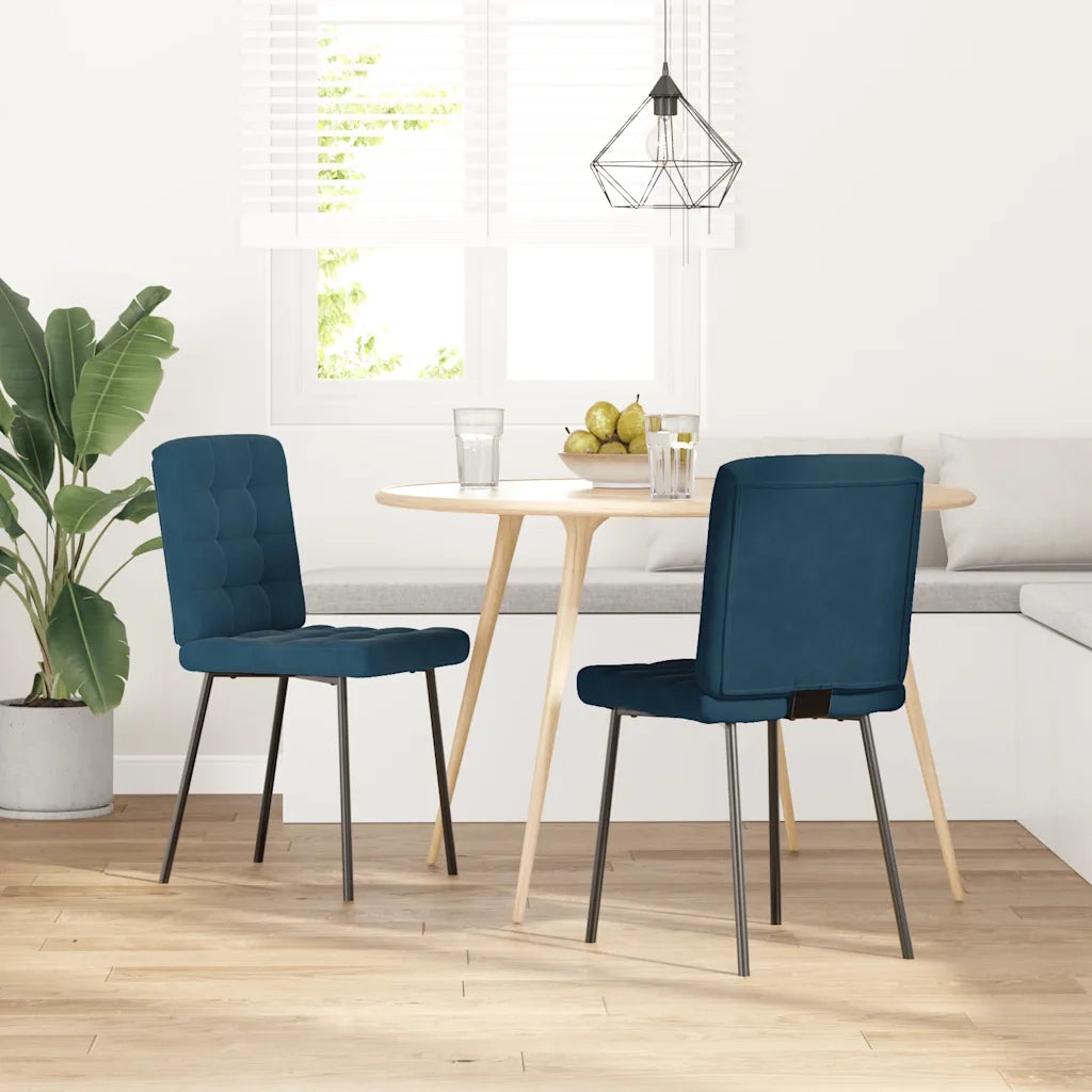 vidaXL Sedie da Pranzo 2 pz Blu in Velluto