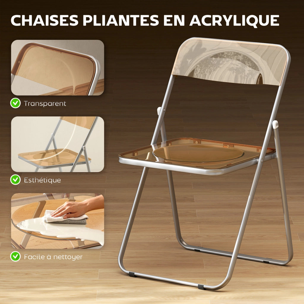 Sedia pieghevole ¨C zephmum ¨C Acrilico e acciaio, arancione, 4 pezzi