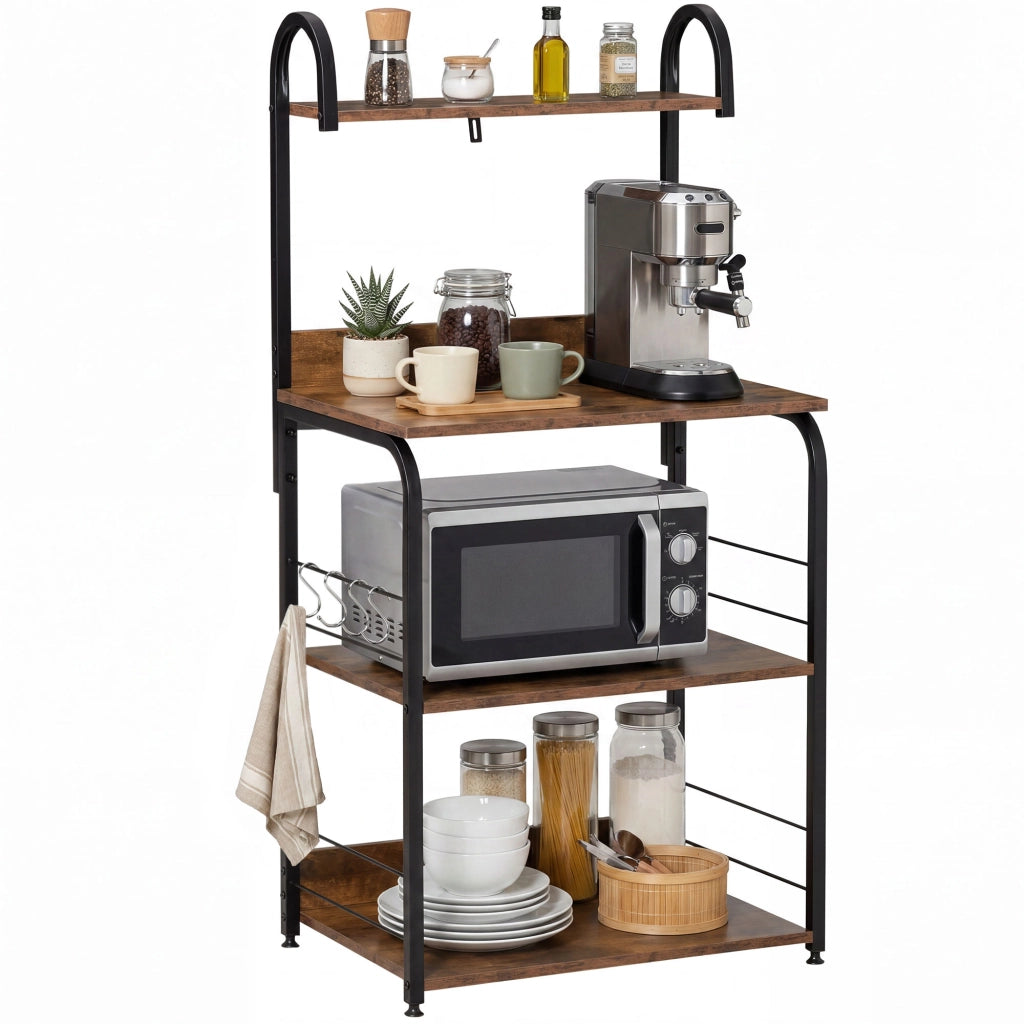 Scaffale cucina 3 ripiani in legno effetto mogano ¨C Xylo ¨C struttura metallo 60x40x125 cm