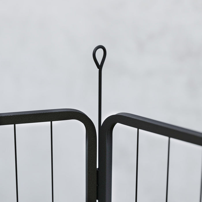 Recinto per Cani a 6 Pannelli Modulabili da 80x1,5x80A cm con Porta di Ingresso in Acciaio Nero