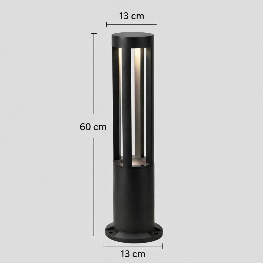 Lampioncino LED da Giardino 60 cm 12W 600LM Luce Calda 3000K IP65 Paletto Luminoso da Esterno in Alluminio per Vialetti Giardino Cortile Illuminazione Moderna Nero
