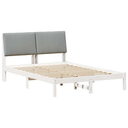 Letto matrimoniale | Letto per adulti | Struttura del Letto Bianco e grigio chiaro 160 x 200 cm