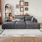 Divano Cloud 260cm in Tessuto Velluto a Coste ¨C MINIMAL ¨C Grigio Scuro, Imbottito, Senza Montaggio