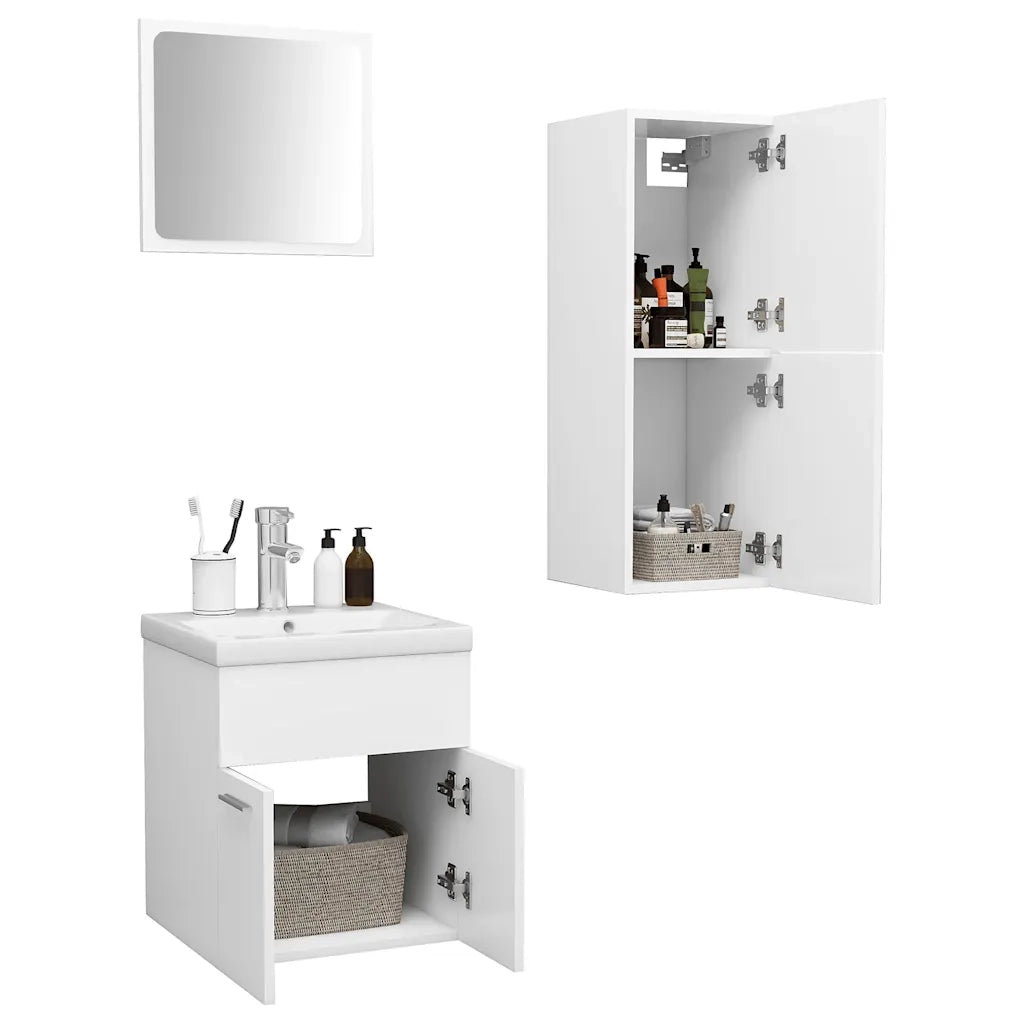 Set Mobili da Bagno | Armadio da bagno Bianco in Truciolato