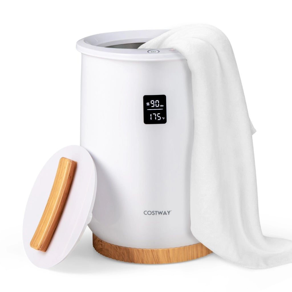 Scaldasalviette bagno con portadischi profumati e spegnimento automatico, Scalda asciugamani riscaldato 20L con display LED Bianco-Portasciugamani