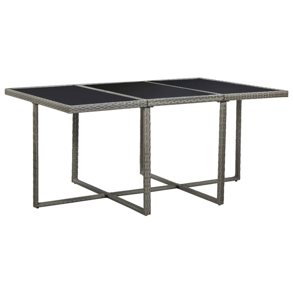 Set da pranzo da giardino da 11 pezzi e cuscini in resina intrecciata grigia 02_0014746
