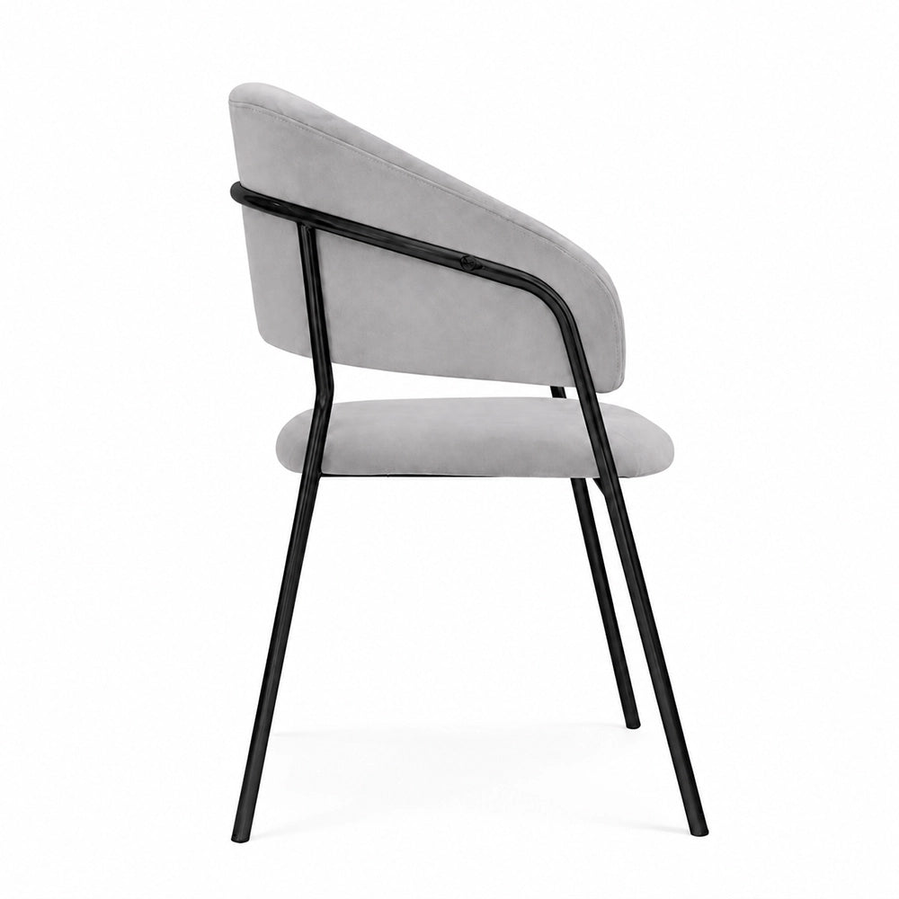 Sedie da sala da pranzo set da 4 Aurelia in velluto grigio con gambe nere