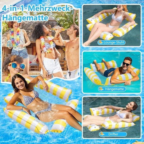 Pigiami gonfiabili per piscina con rete - 2 pezzi, sedile 4 in 1, air mattress letto per spiaggia piscina per adulti