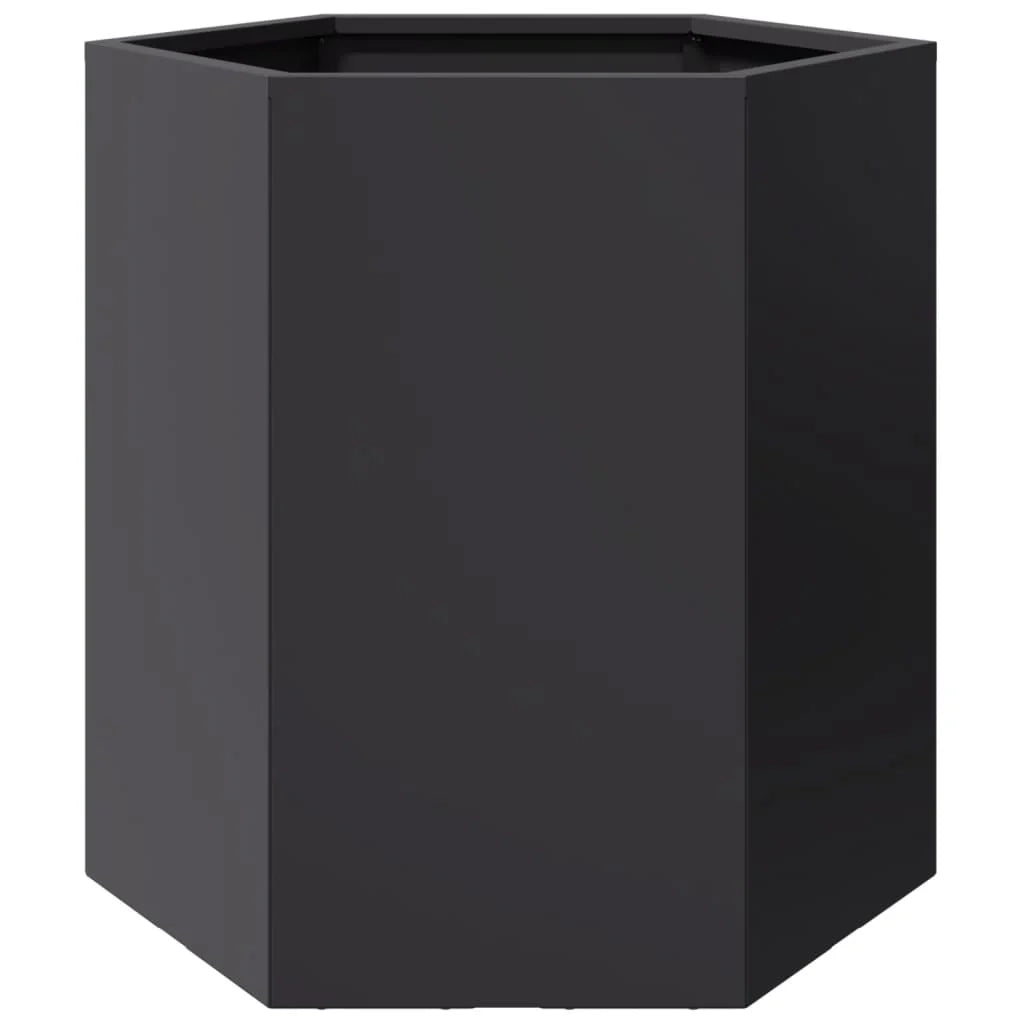 Fioriera rialzata per piante fiori giardino terrazze set da 2 esagonale 46 x 40 x 45 cm acciaio nero 02_0039074