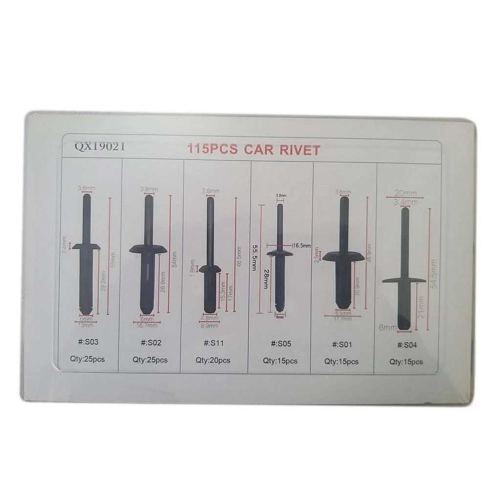 Trade Shop - Kit 115 Pz Plastica Trim Clip Rivetti Clip Fermi Di Spinta Auto Paraurti Porta -
