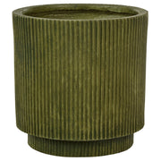 Vaso in argilla Verde Oliva Fibra Vaso per piante da giardino 30 x 30 x 30 cm Foro di drenaggio Finitura verticale a coste Giardino esterno Patio