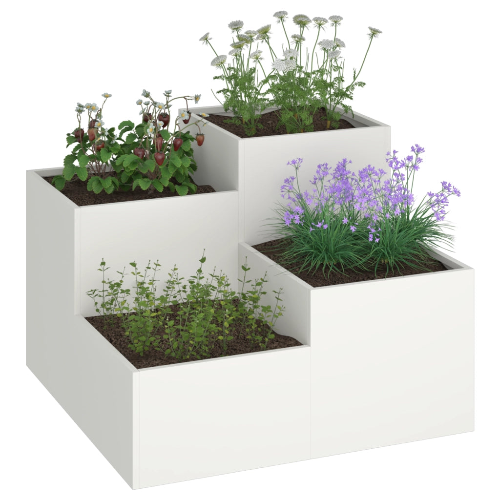 Fioriera da Giardino 80x80x60 cm Acciaio Bianco