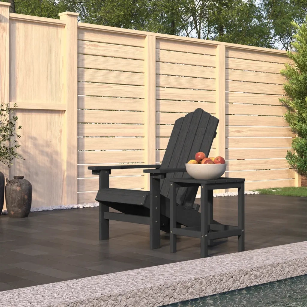 Sedia da Giardino con Tavolo Adirondack in HDPE Nero 3095701