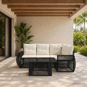 Set Divano da Giardino 5 pz Nero e Bianco Crema polyrattan 3436939
