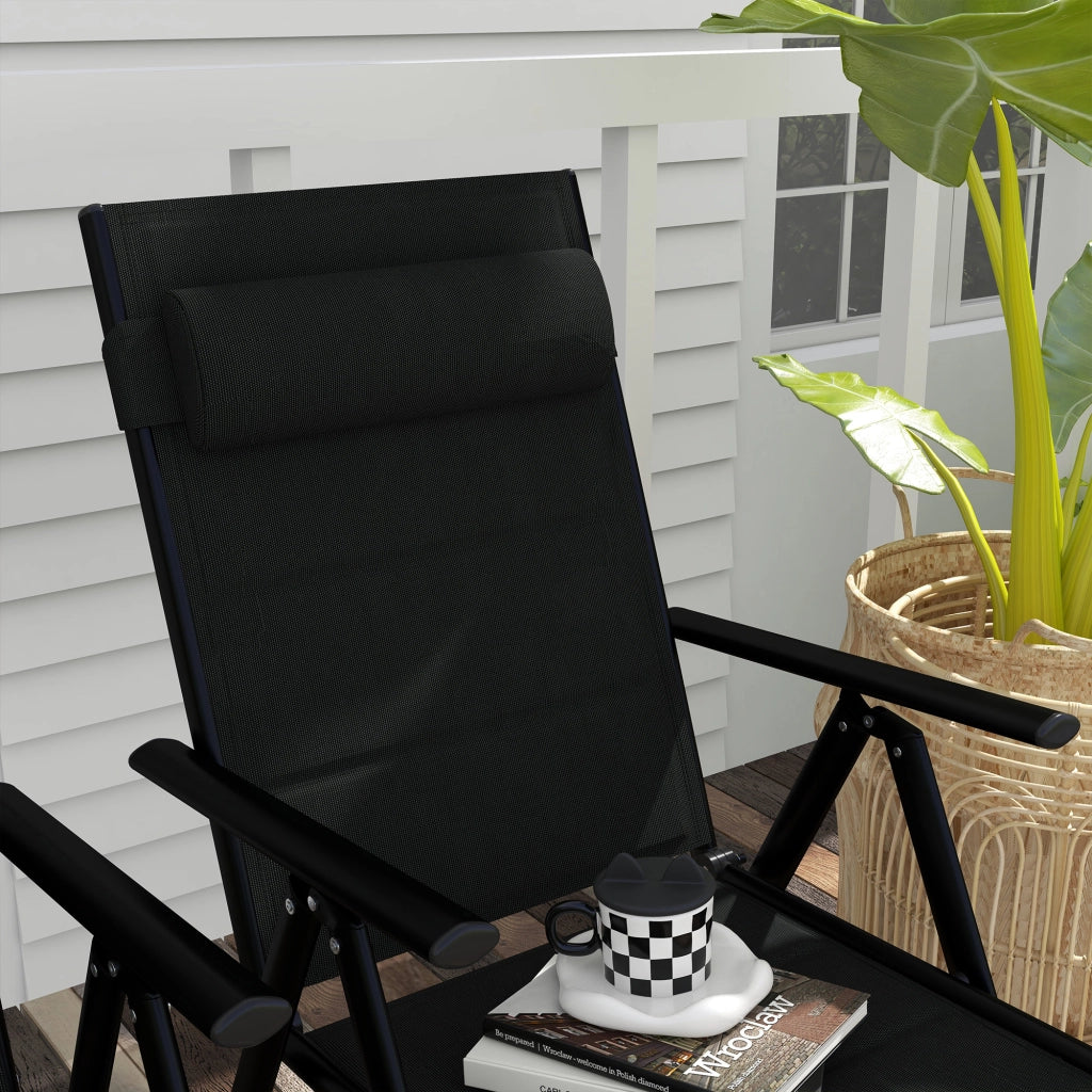 Sedia da giardino pieghevole ¨C zephmum ¨C nera, struttura in metallo, 54x67x108 cm