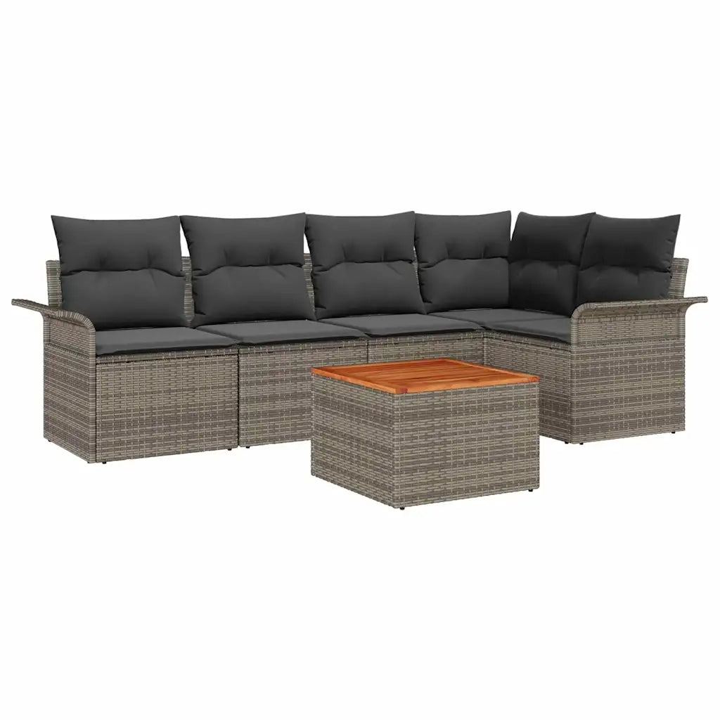 Set Divano da Giardino 6 pcs Grigio polyrattan