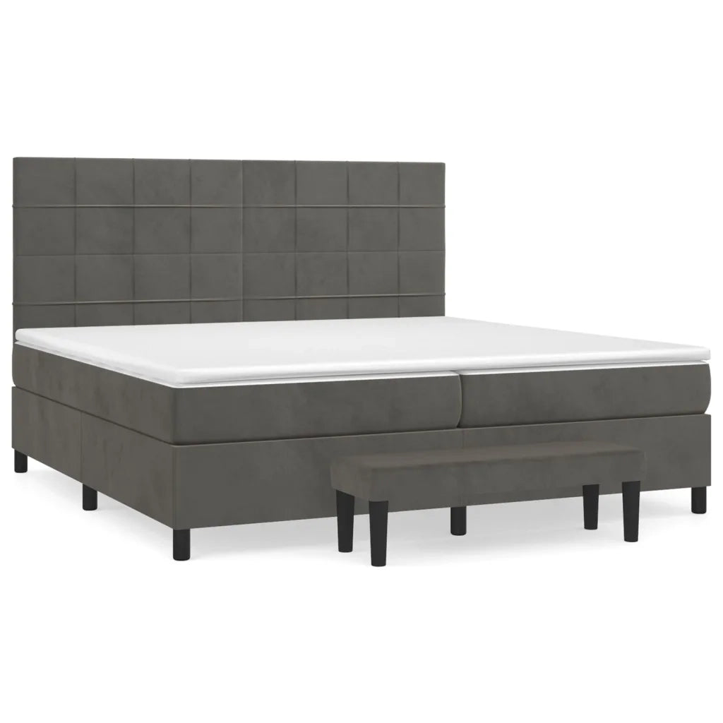 Giroletto a Molle con Materasso Grigio Scuro 200x200 cm Velluto 3137864