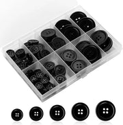 Nodi da cucito a forma rotonda - neri - 100 pezzi - con resina - 5 dimensioni