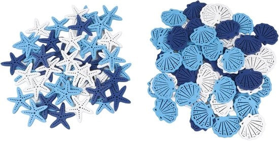 Decorazione da Parete a Mano Fatta - Stella di Mare Patch - Decorativa Stella di Mare - 100 pezzi - Conchiglia Marina - Matrimonio - Artigianato DIY - Legno - Adatto per Feste - Fatto a Mano