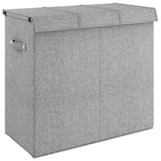 Cesto portabiancheria pieghevole 64,5 x 34,5 x 59 cm tessuto finto lino grigio 02_0006209