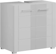 Wastafel con cassetta - Bianco lucido - 60 cm - Materiale in legno