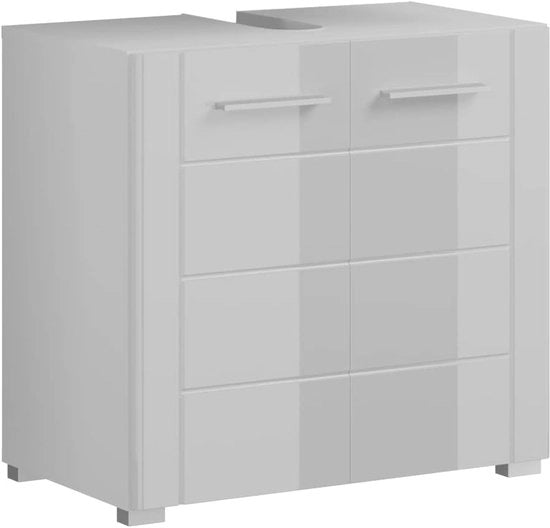 Wastafel con cassetta - Bianco lucido - 60 cm - Materiale in legno