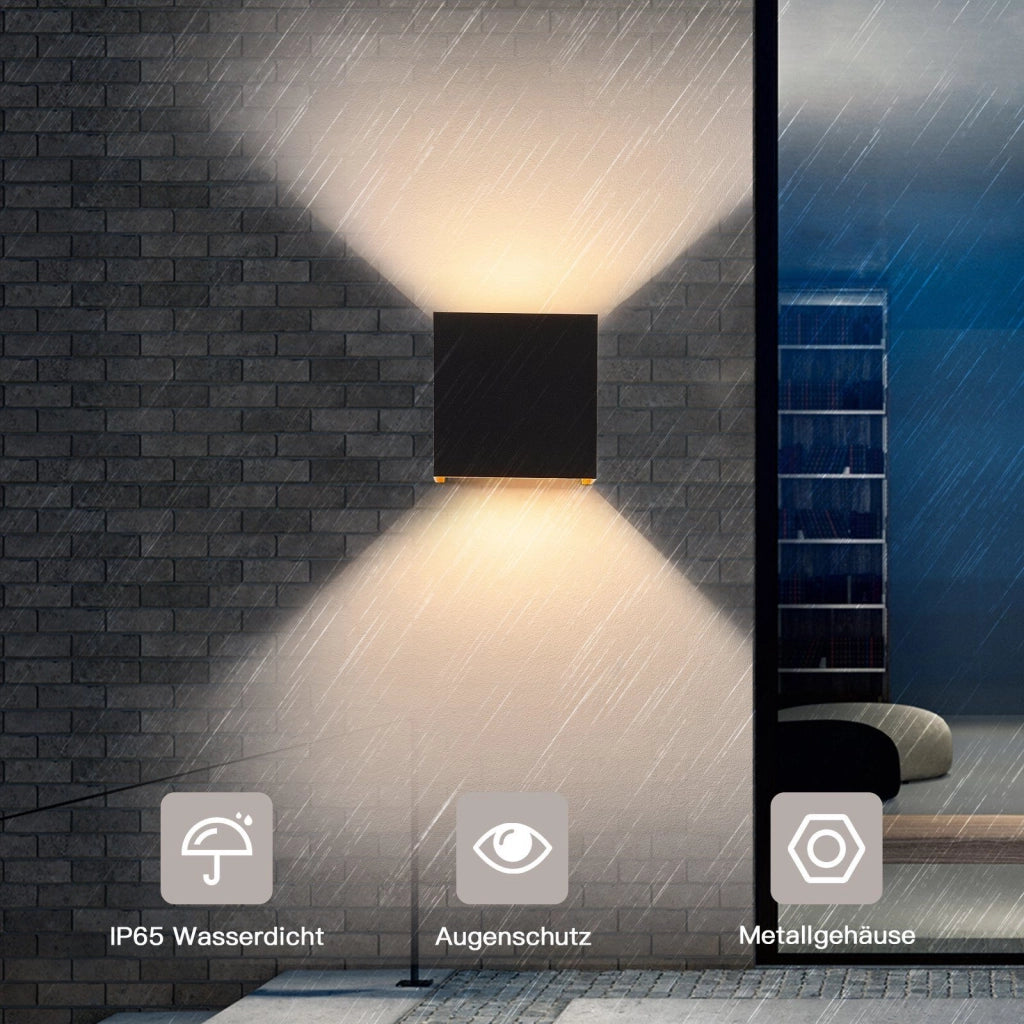 ZMH applique da parete per esterni LED applique da parete per interni set da 4 nero oro 5W IP65 regolabile 3000K