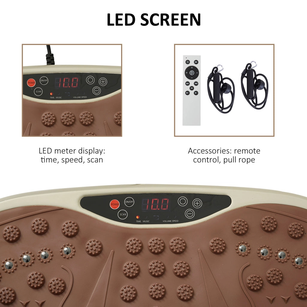 Piattaforma Vibrante con Altoparlante USB, Display LED, Bande Elastiche e Telecomando