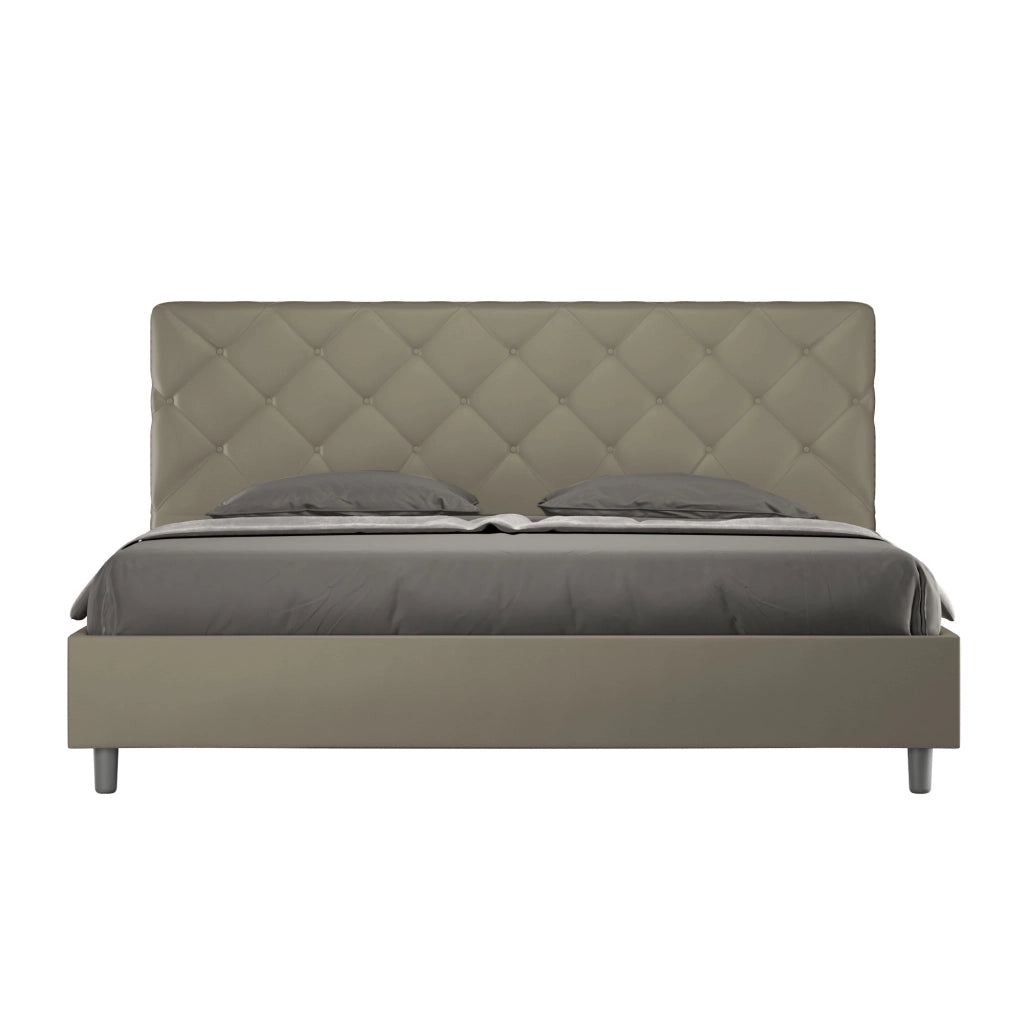 BS COM Letto con rete imbottito 180x210 similpelle cappuccino