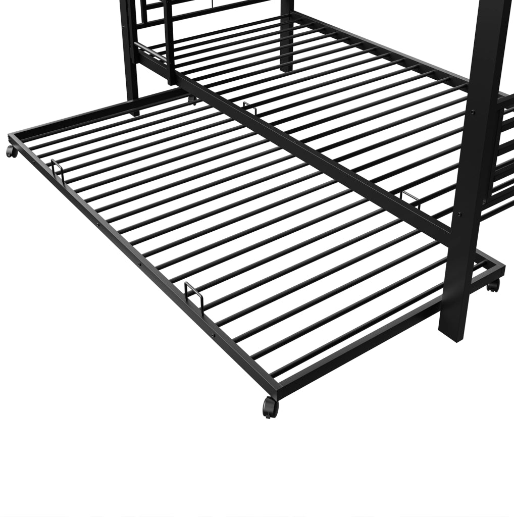 Letto a castello in metallo 90x200 cm con letto estraibile nero