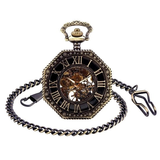 Orologio Antico Retro - Analogo - Meccanico - Acciaio Inossidabile - Impermeabile - Unisex con Numeri Romani - Orologio