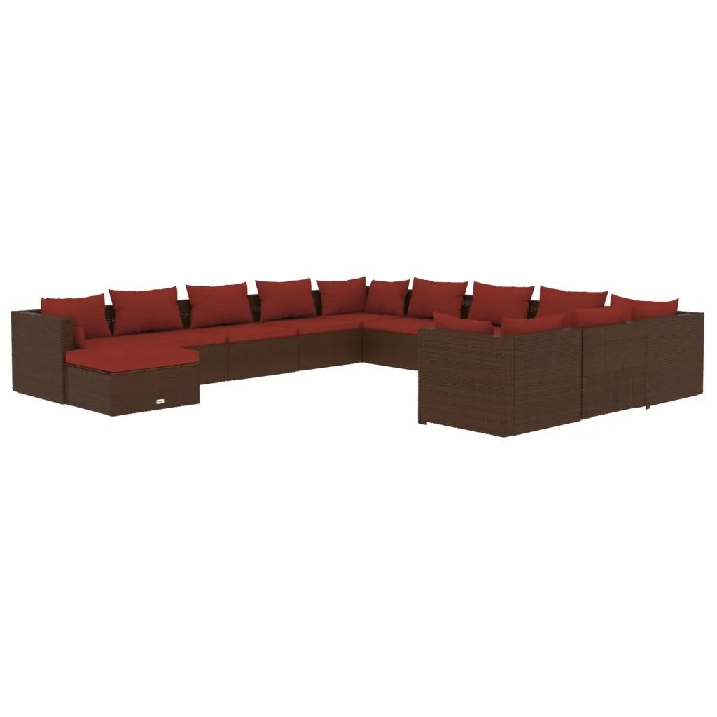 Set Divani da Giardino 12 pz con Cuscini in Polyrattan Marrone cod mxl 35198