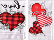 Set di tovaglie per cucina 2 pezzi 40x60cm - Tovaglie cuore per servizio e padelle - Set di tovaglie per cucina morbide per San Valentino - Tovaglie per San Valentino con tema d'amore