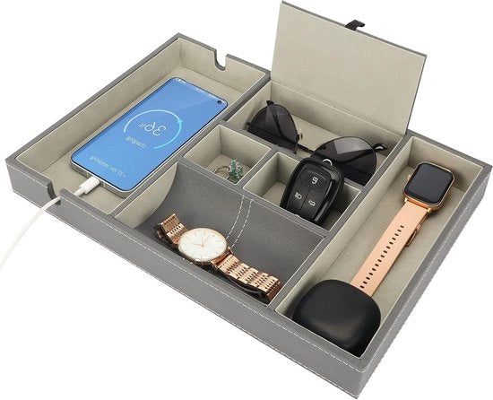 Dressoir/Nachtkast Organizer Grijze con 6 Compartimenti per Archiviazione di Ufficio - Portafoglio Telefono Gioielli Accessori