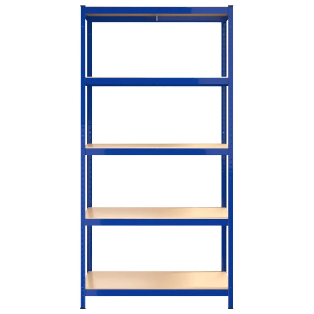 Mensole a 5 Ripiani 2pz Blu in Acciaio e Legno Multistrato cod mxl 39053