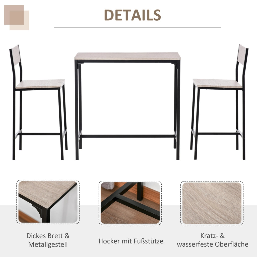 Tavolo da pranzo con 2 sedie ¨C zephmum ¨C legno naturale