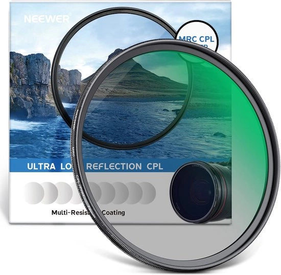 Filtro CPL 72 mm con 30 strati di vetro polarizzatore - Riduce la riflessione/ Migliora il contrasto/ Ultra sottile/ Riduce la glans/ HD - Vetro ottico per obiettivi 72 mm