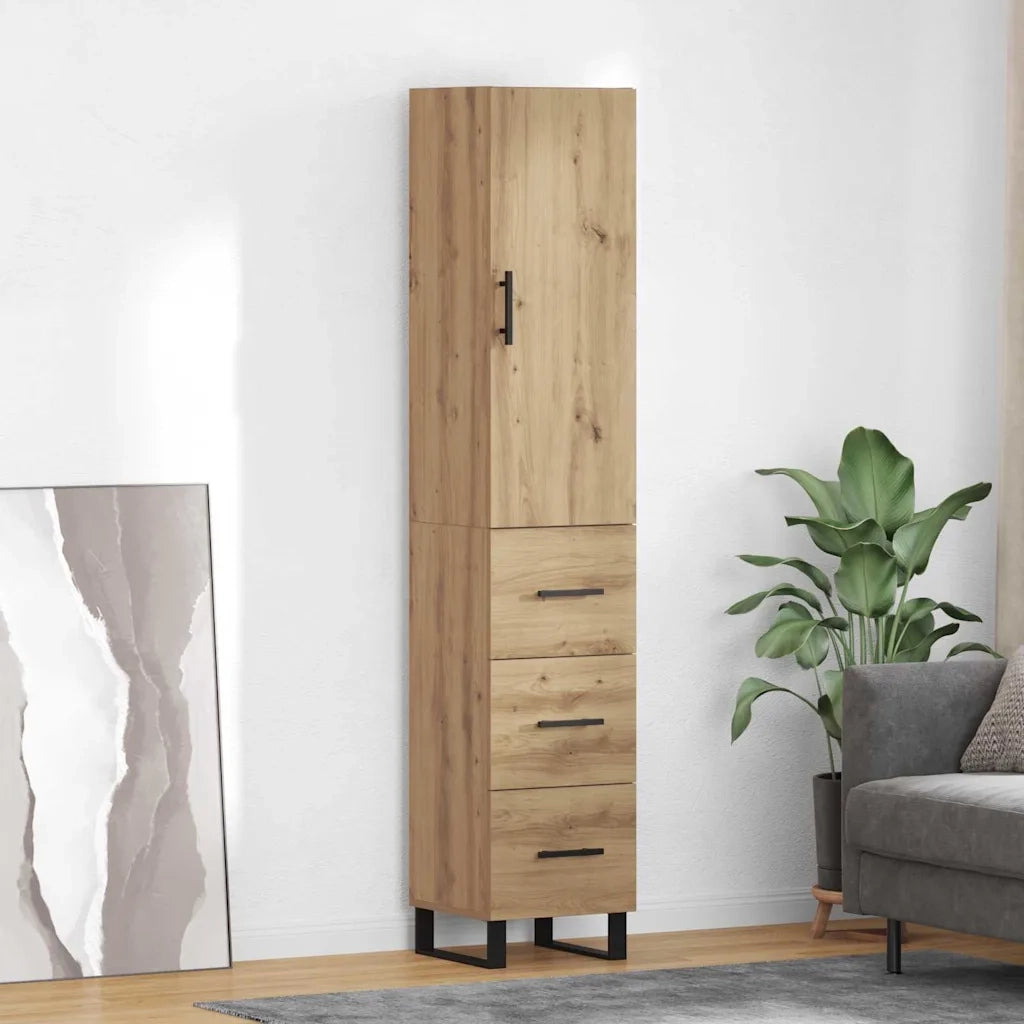 Credenza | Madia | Buffet da pranzo | Armadio da pranzo con cassetto Rovere artigianale 34,5 x 34 x 180 cm