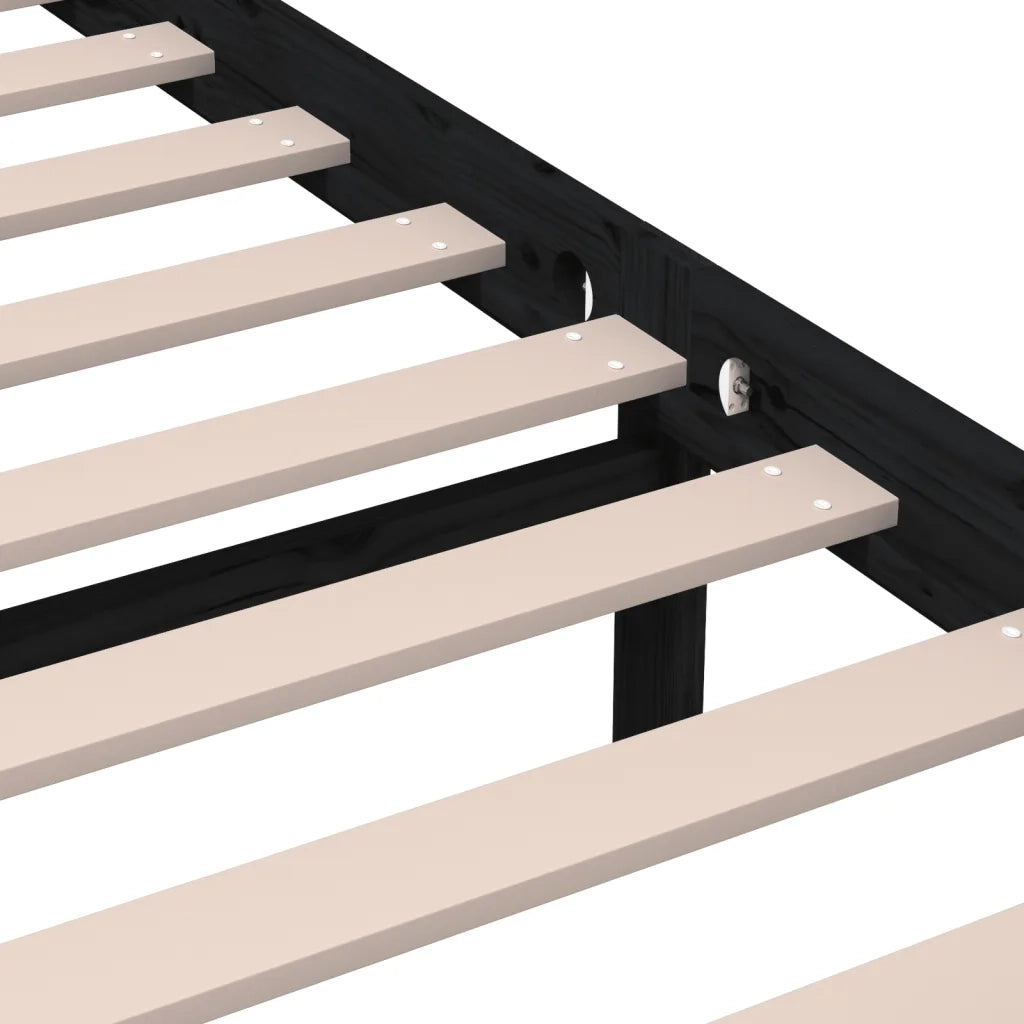 Giroletto-Struttura Letto Nero in Legno Massello 200x200 cm 863499