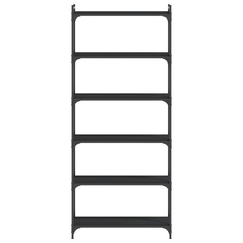 Libreria a 6 Ripiani Nera 80x30x188 cm in Legno Multistrato 837682