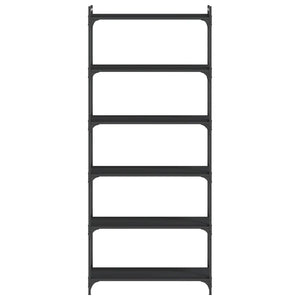 Libreria a 6 Ripiani Nera 80x30x188 cm in Legno Multistrato 837682