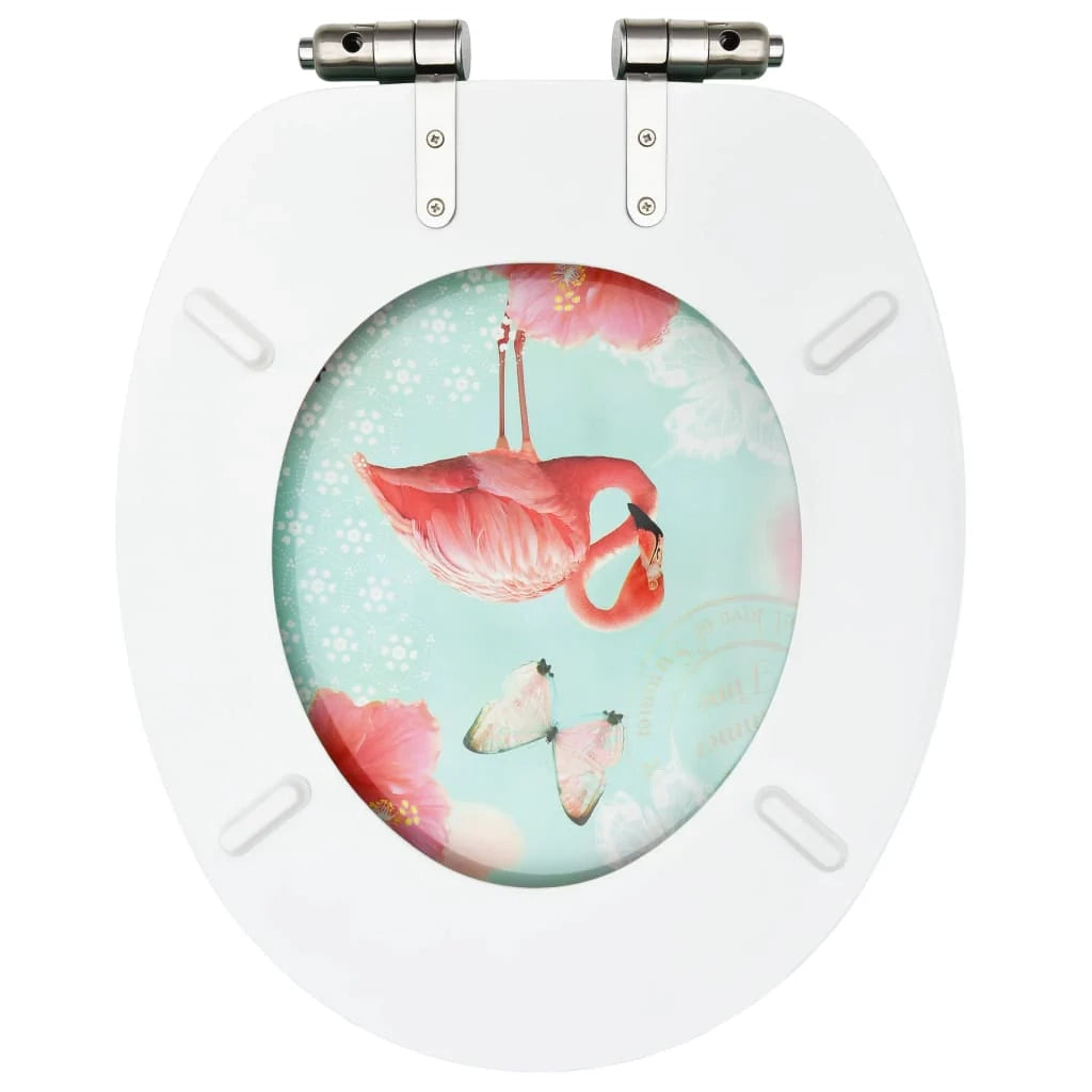 Sedile WC con coperchio a chiusura ammortizzata MDF design Flamingo 02_0002933