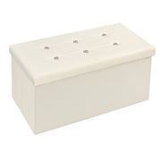 Cassapanca Contenitore Pouf Portaoggetti Poggiapiedi Beige Diamante Strass Swarovski 76x38x38 cm